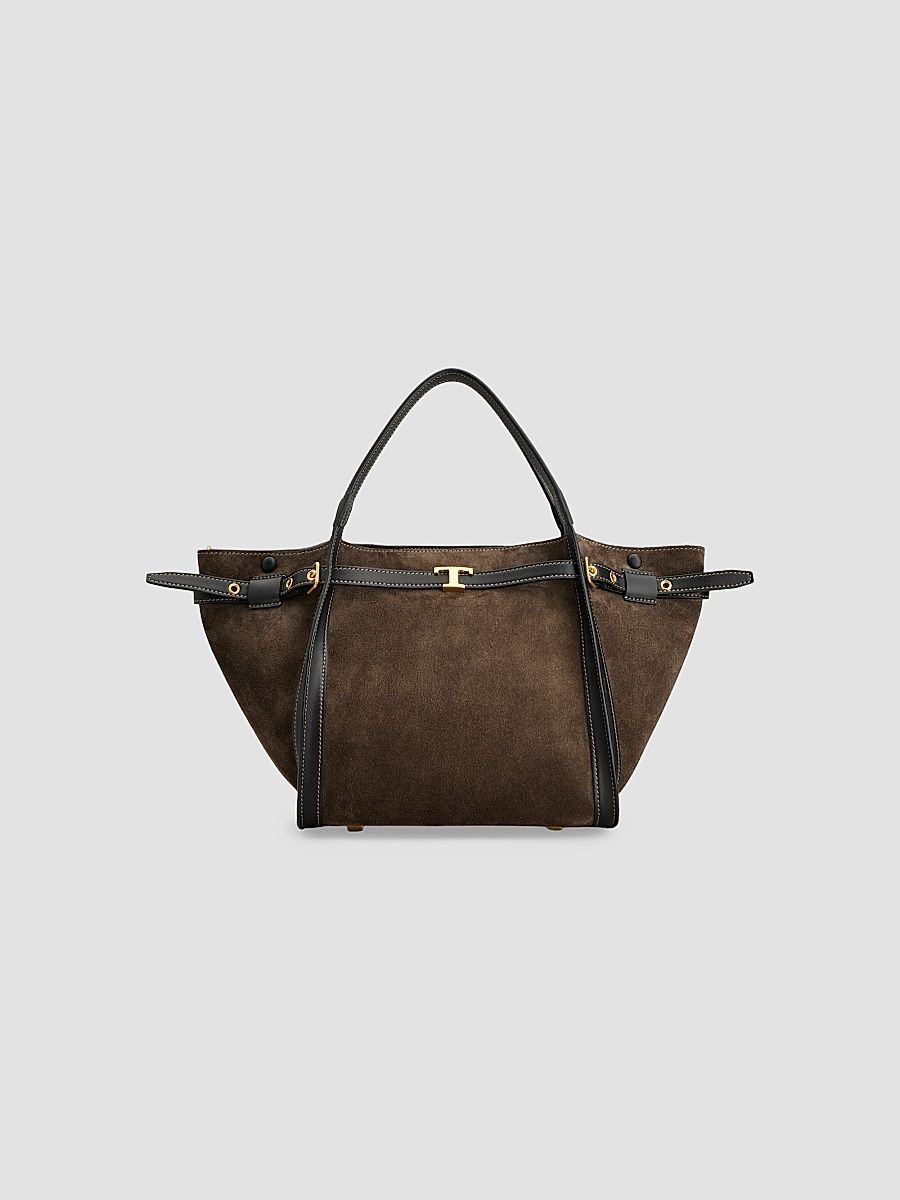 Women's Suede Small Shopping Bag - Palissandro Nero