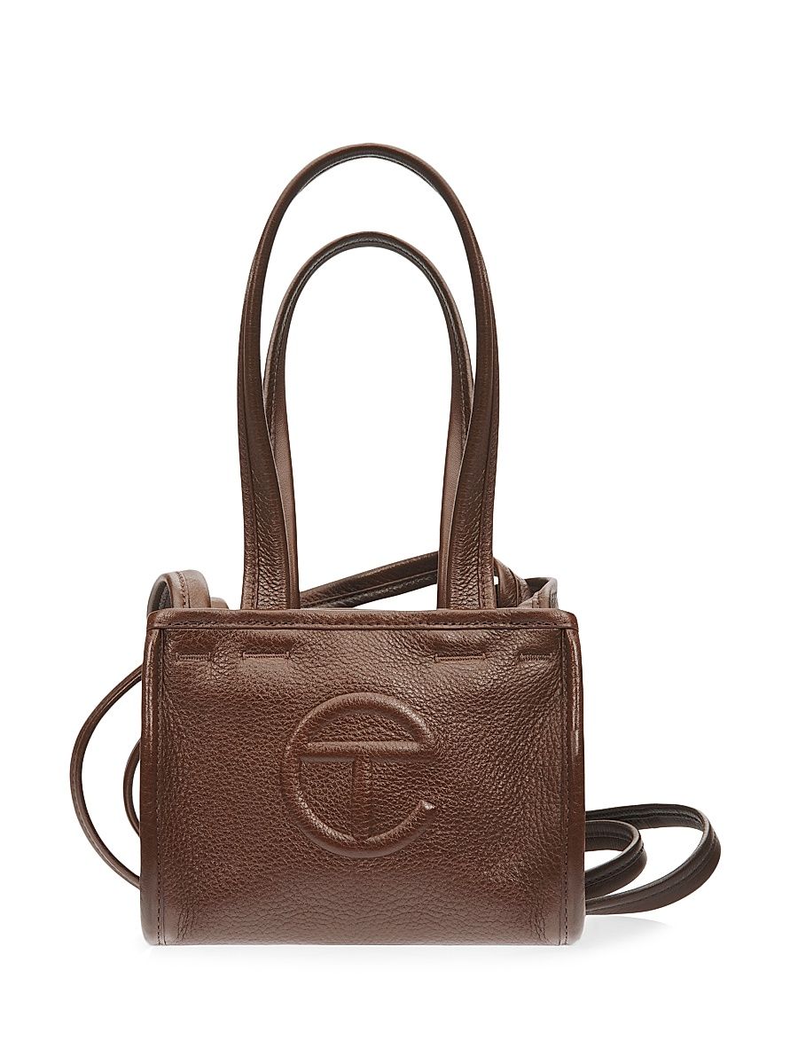 TELFAR Men's Small Pebble Leather Carry Bag - Chocolate