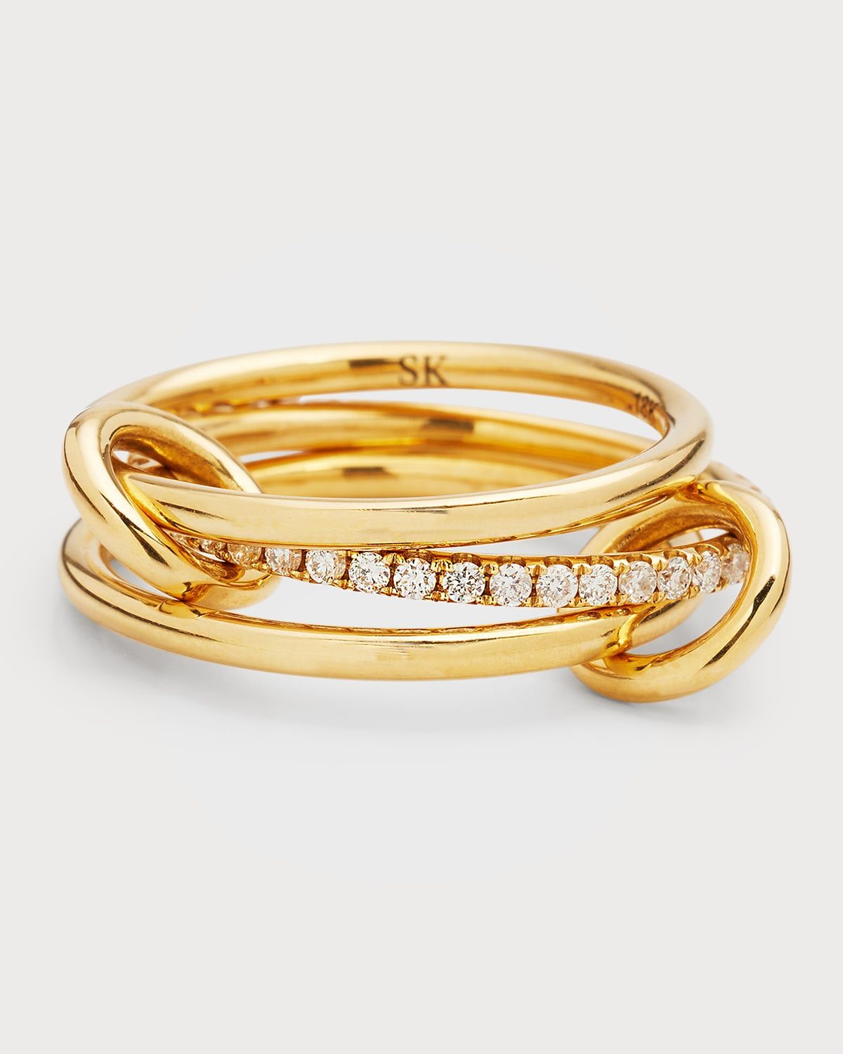 18K Yellow Gold Sonny 3 Link Ring, Size 8