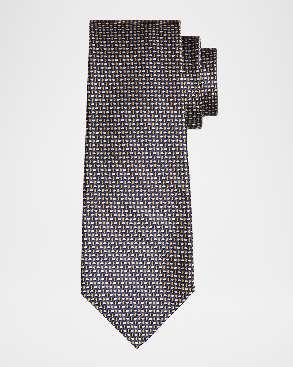 Men & apos;s Silk Woven Ovals Seven-Fold Tie