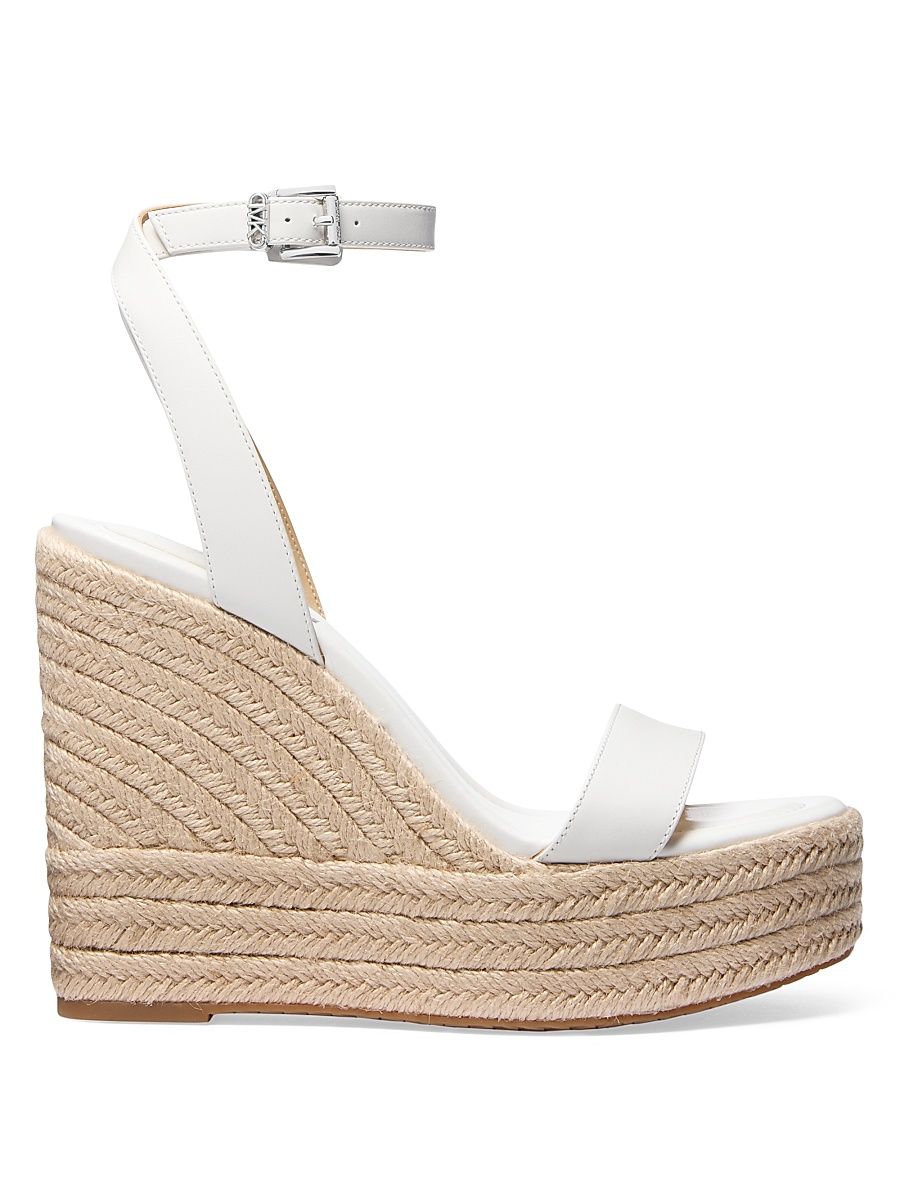 Women's Leighton 125MM Leather Platform Wedge Sandals - Optic White - Size 9.5
