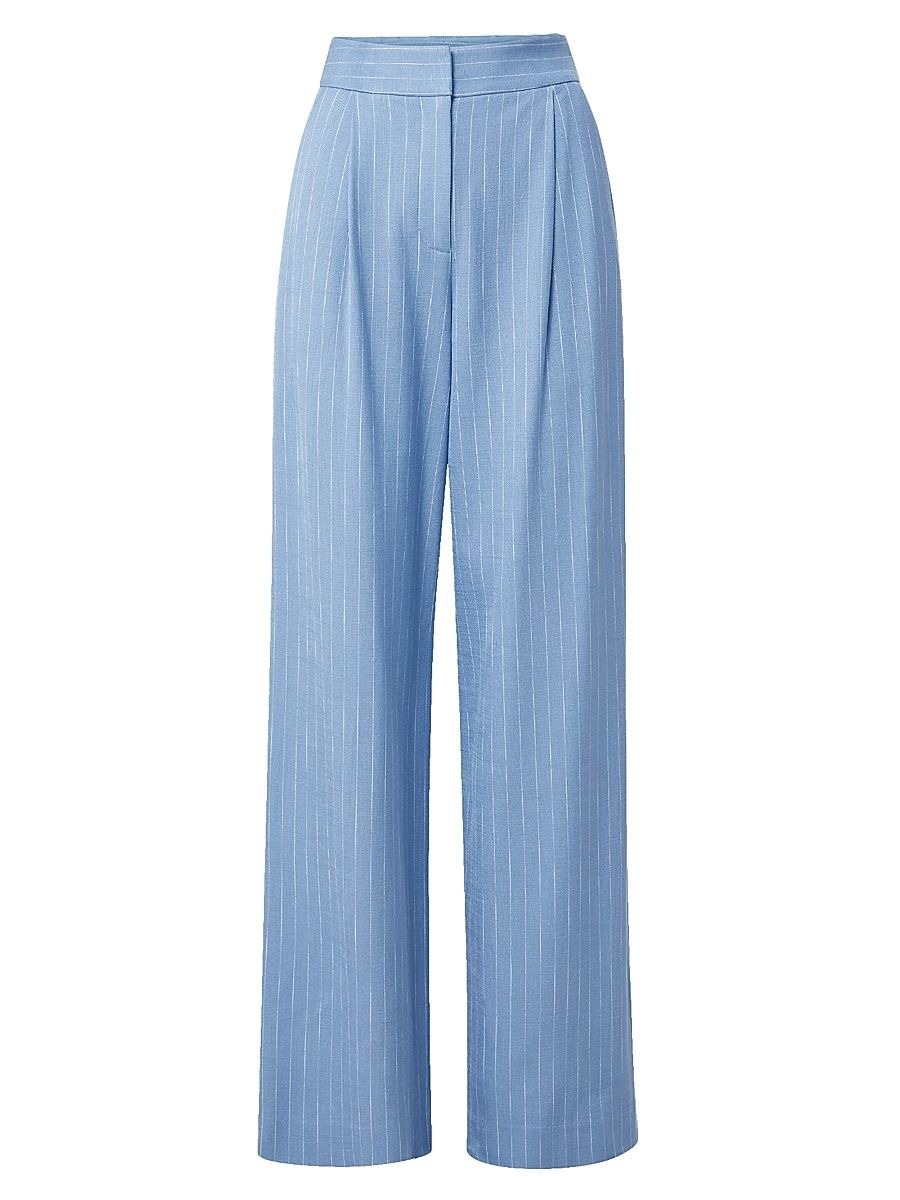 Women's Heyser Pinstripe Wide-Leg Trousers - Blue Jay Dove - Size 14