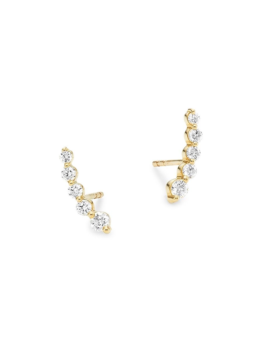 Women's Gia 14K Yellow-Gold & Diamond Ear Crawler Earrings - Yellow