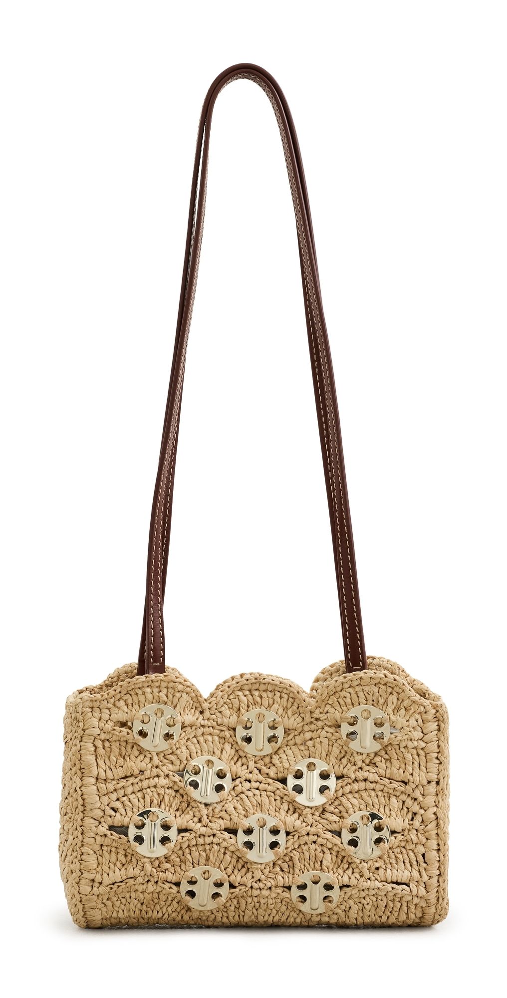 rabanne Raffia Shoulder Bag NATURAL / LIGHT GOLD One Size
