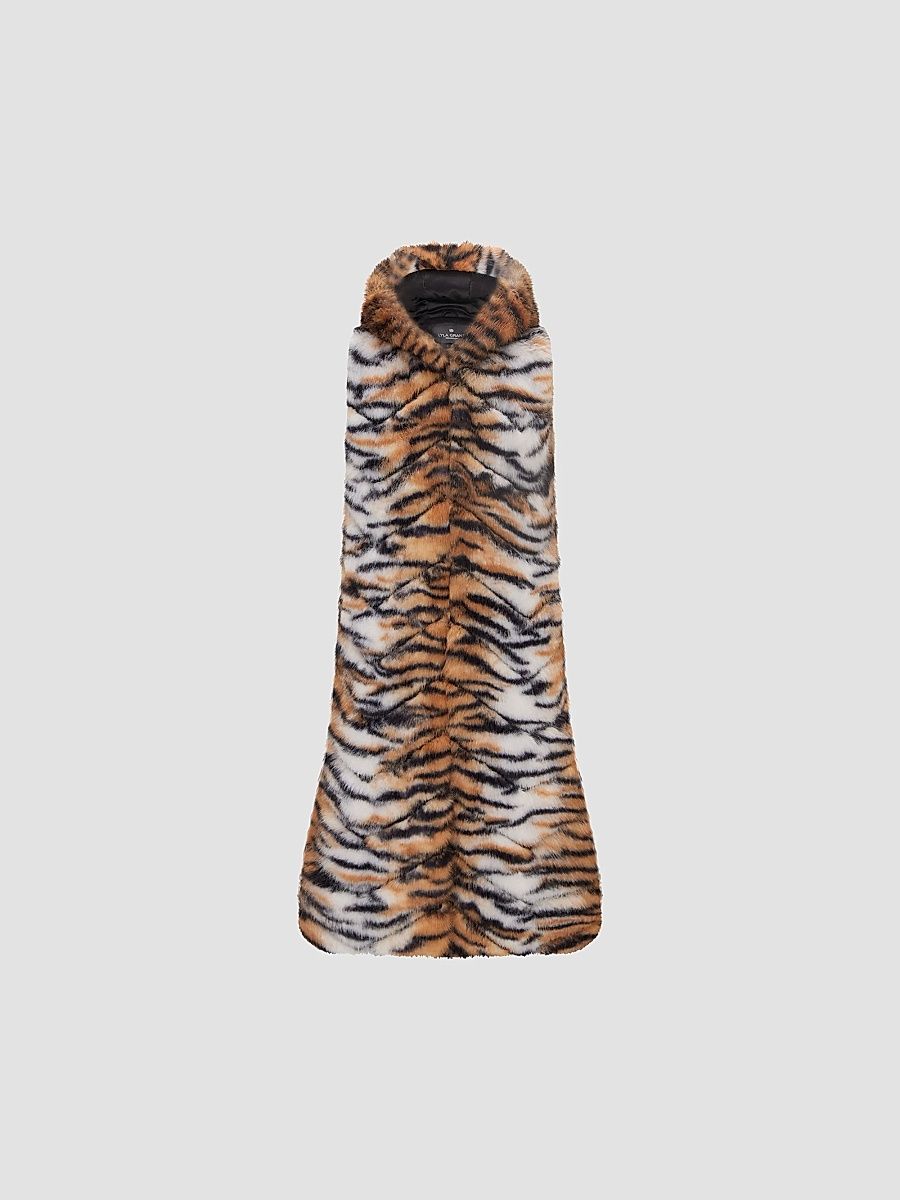 Lyla Grant Women's Fox Hooded Vest - Tiger - Size Small