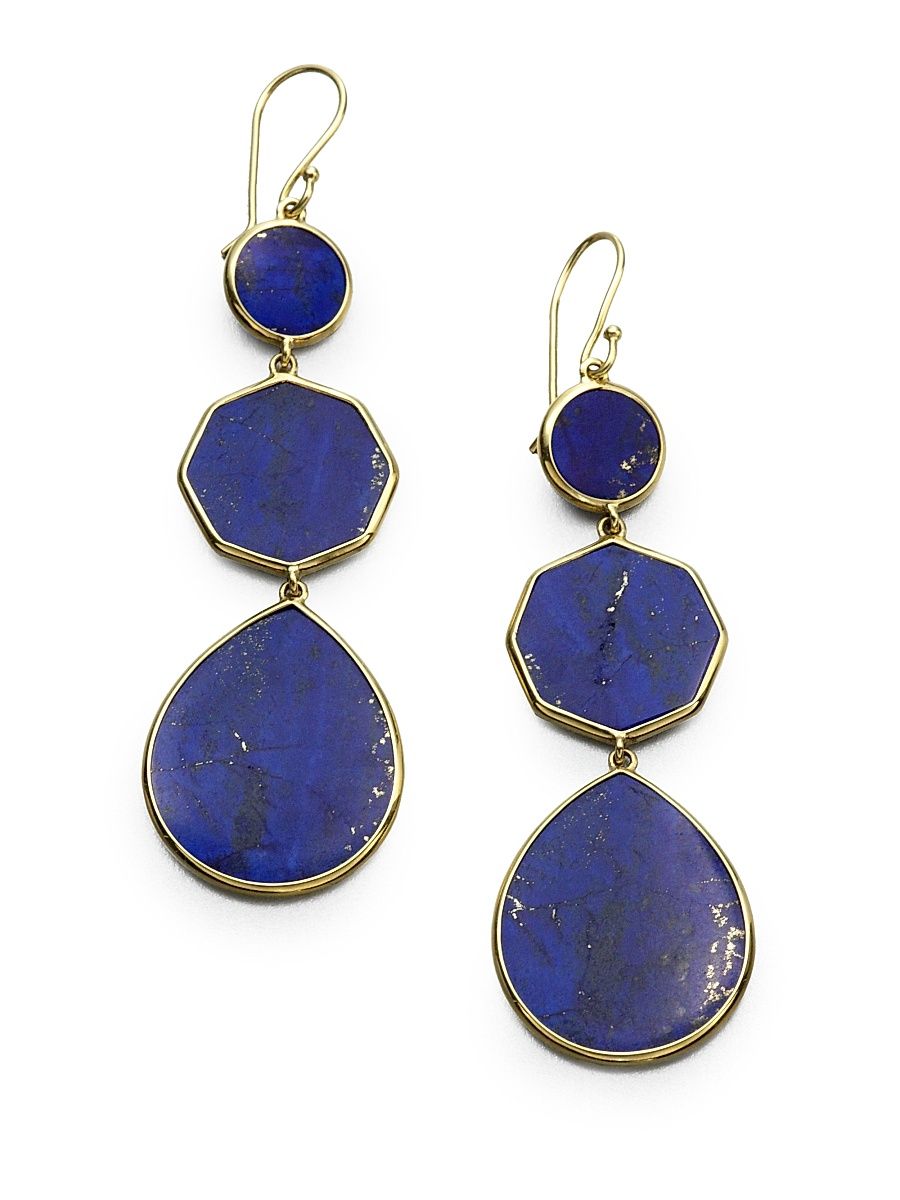 Women's Polished Rock Candy Lapis & 18K Yellow Gold Crazy 8s Earrings - Gold Lapis