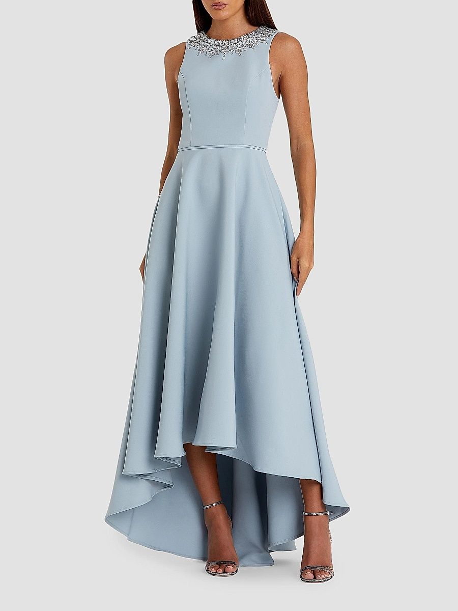 Mac Duggal Women's Ieena Embellished Crepe High-Low Gown - Powder Blue - Size 14