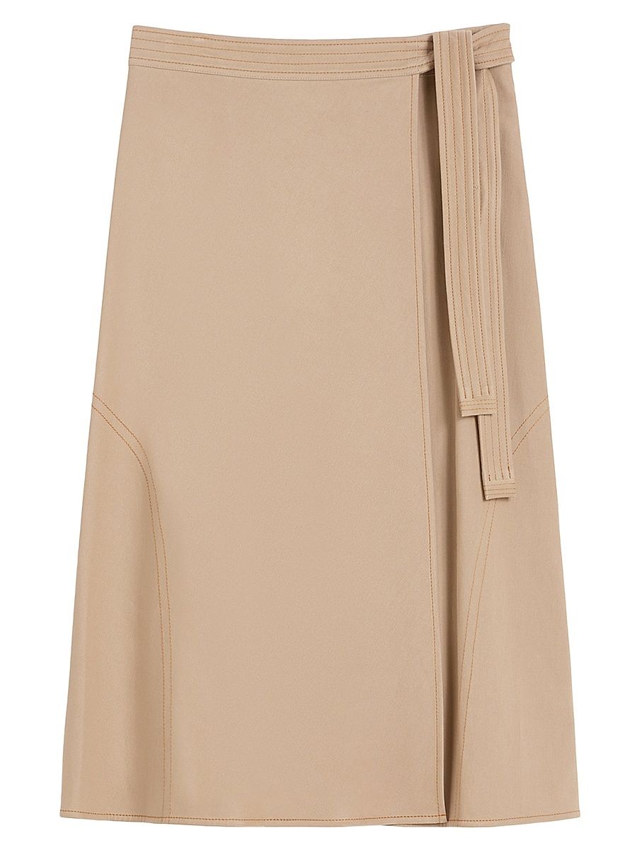 Women's Denim Look Jersey Wrap Skirt - Beige - Size XS