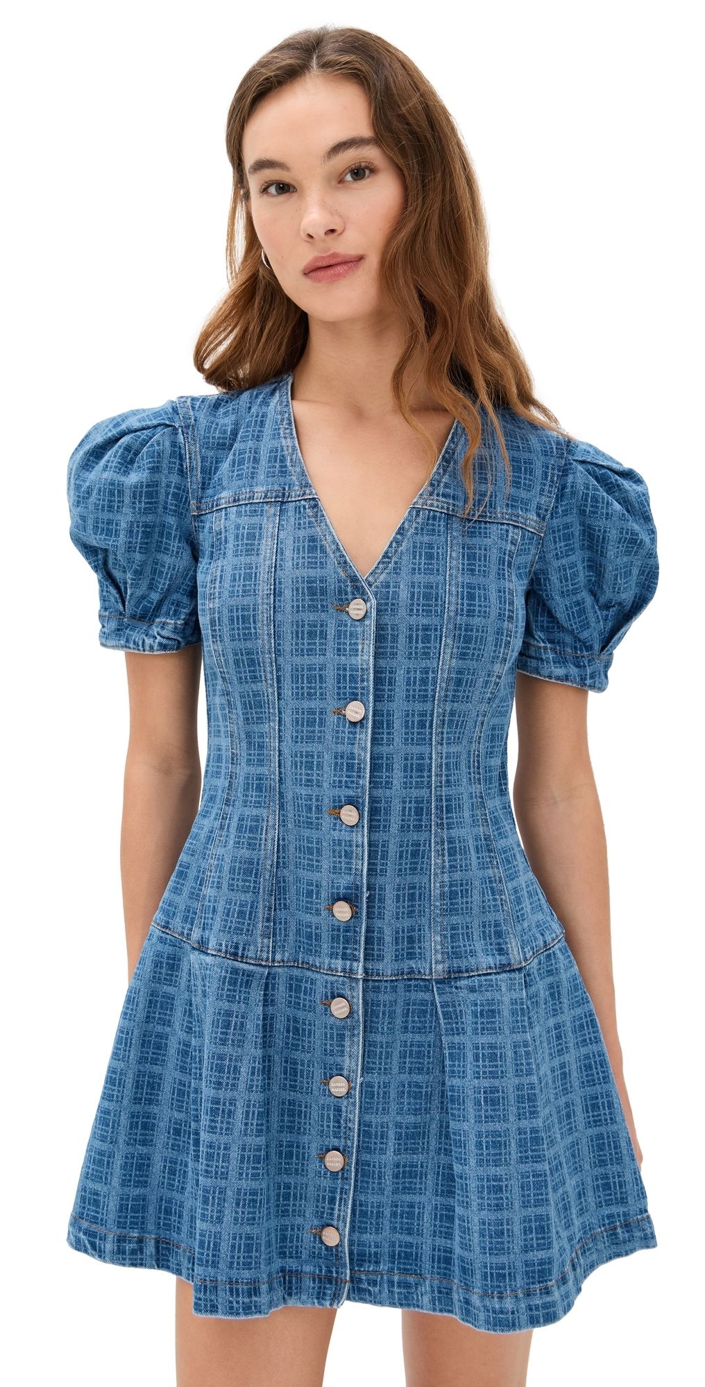 Damson Madder Adeline Shell Mini Dress Denim Blue 14