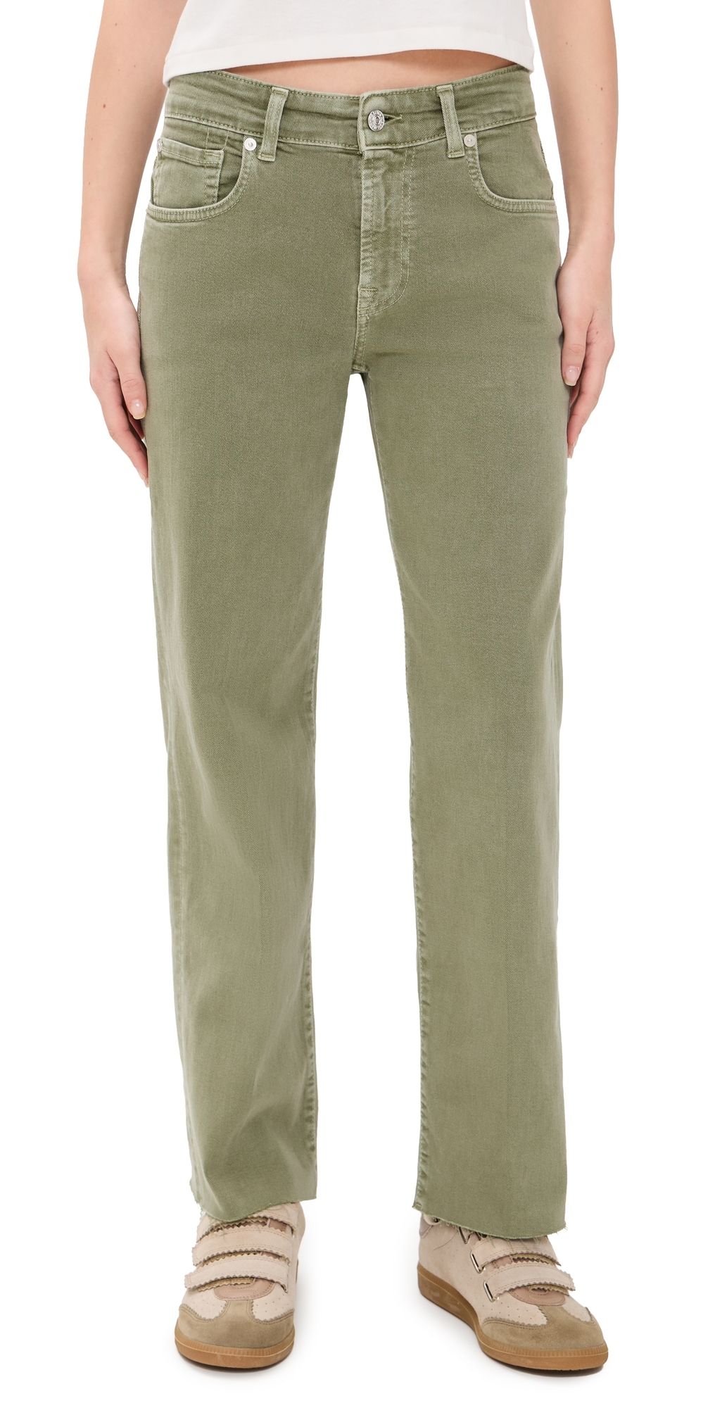 7 For All Mankind Calie Straight Ankle Jeans Army 24