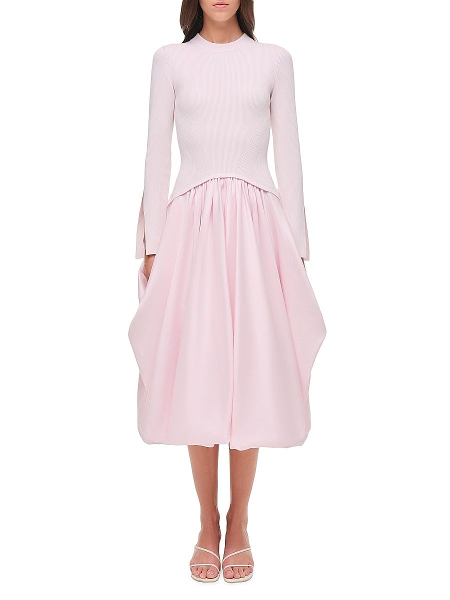 Women's Kenlie Mixed-Media Midi-Dress - Blush - Size XS