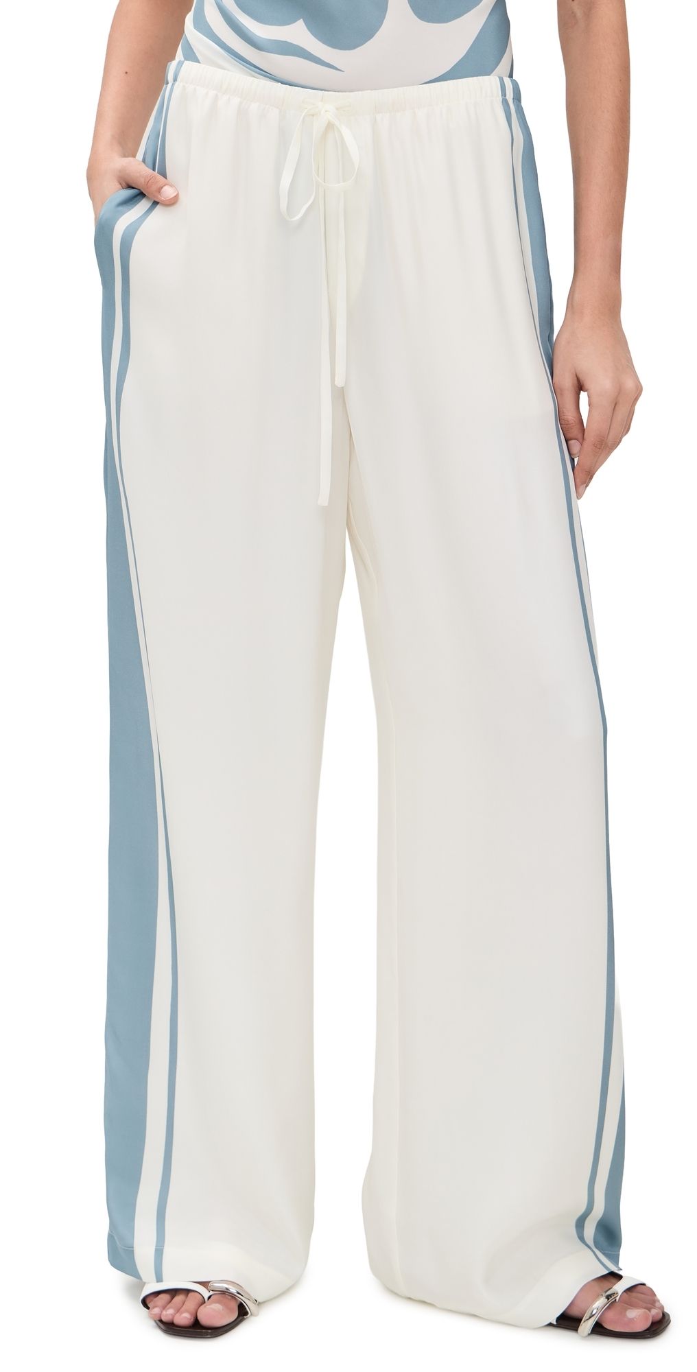 SIR. Lilou Silk Drawstring Pants Liora Blue 2