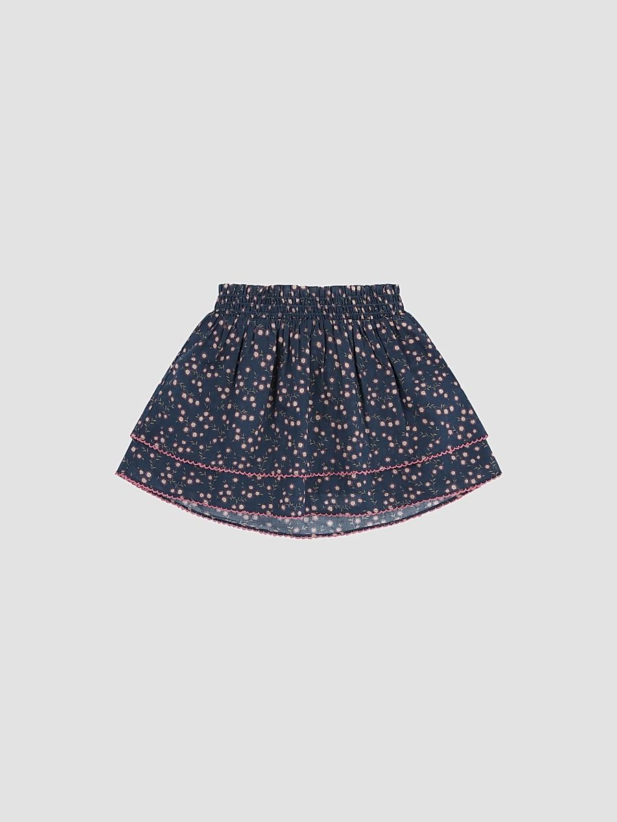 Little Girl's & Girl's The Tiny Annabella Skirt - Daisy Ditsy Toss Navy - Size 12