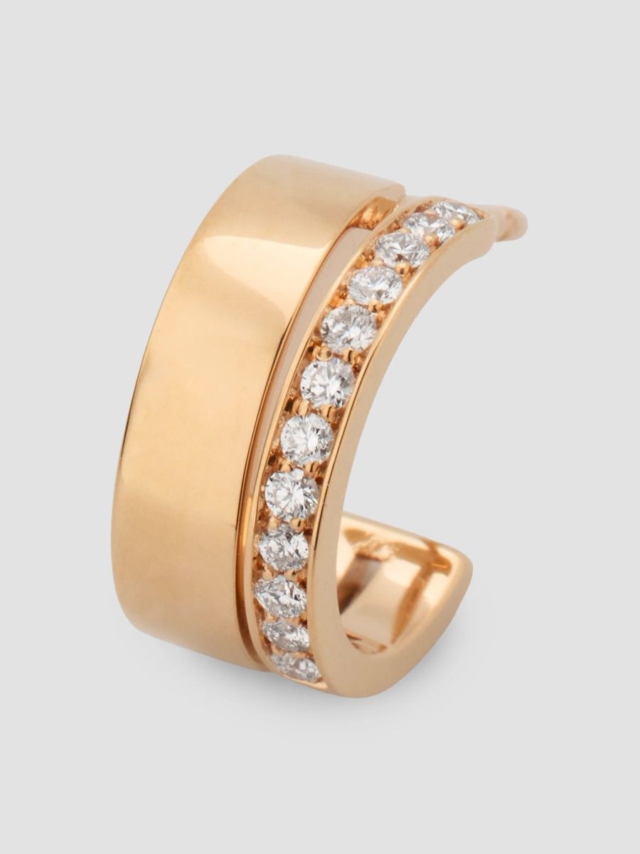 Repossi Women's Berbere 18K Rose Gold & 0.10 TCW Diamond Two-Row Single Earring - Pink Gold