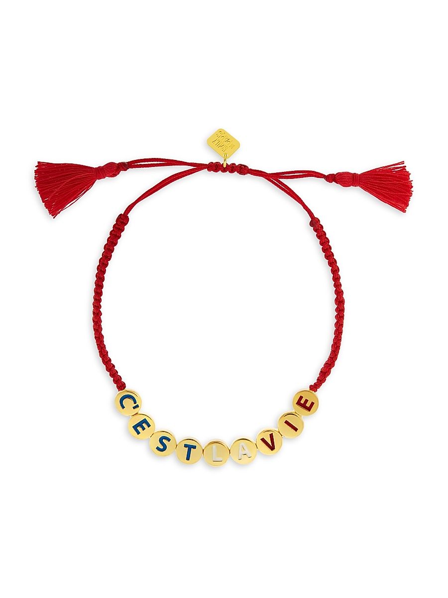Women's Emily In Paris Cest La Vie 18K Gold-Plated Bead & Enamel Cord Bracelet - Red Multi