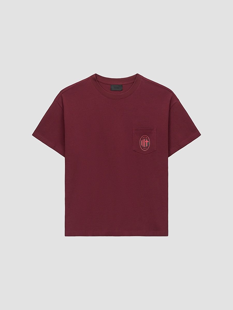 Men's Curva Ultra Bastien Logo Cotton T-Shirt - Burgundy Ball Print - Size Small