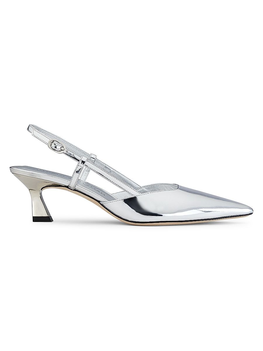 Women's Vinnie 50MM Metallic Patent Leather Pumps - Silver - Size 8.5