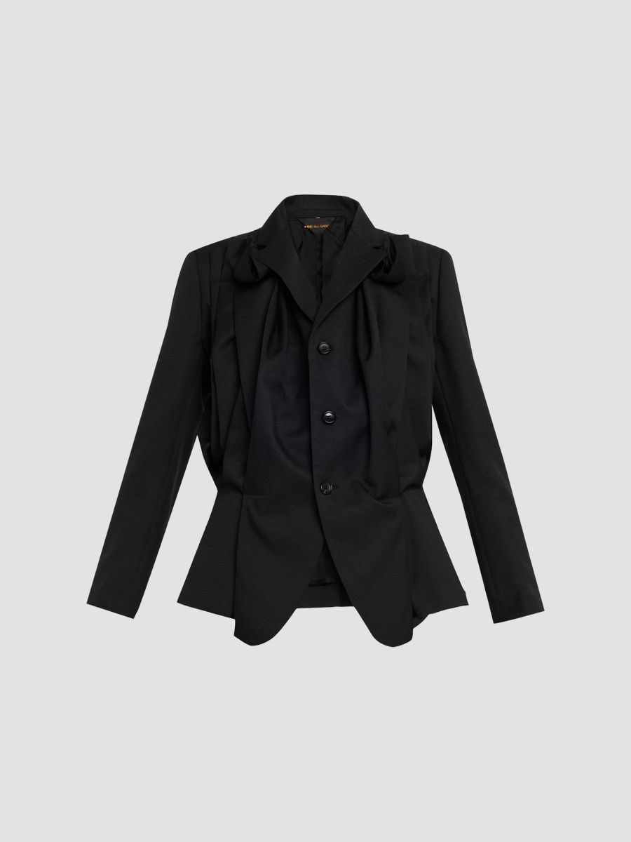 Women's Satin Three-Button Jacket - Black - Size Medium