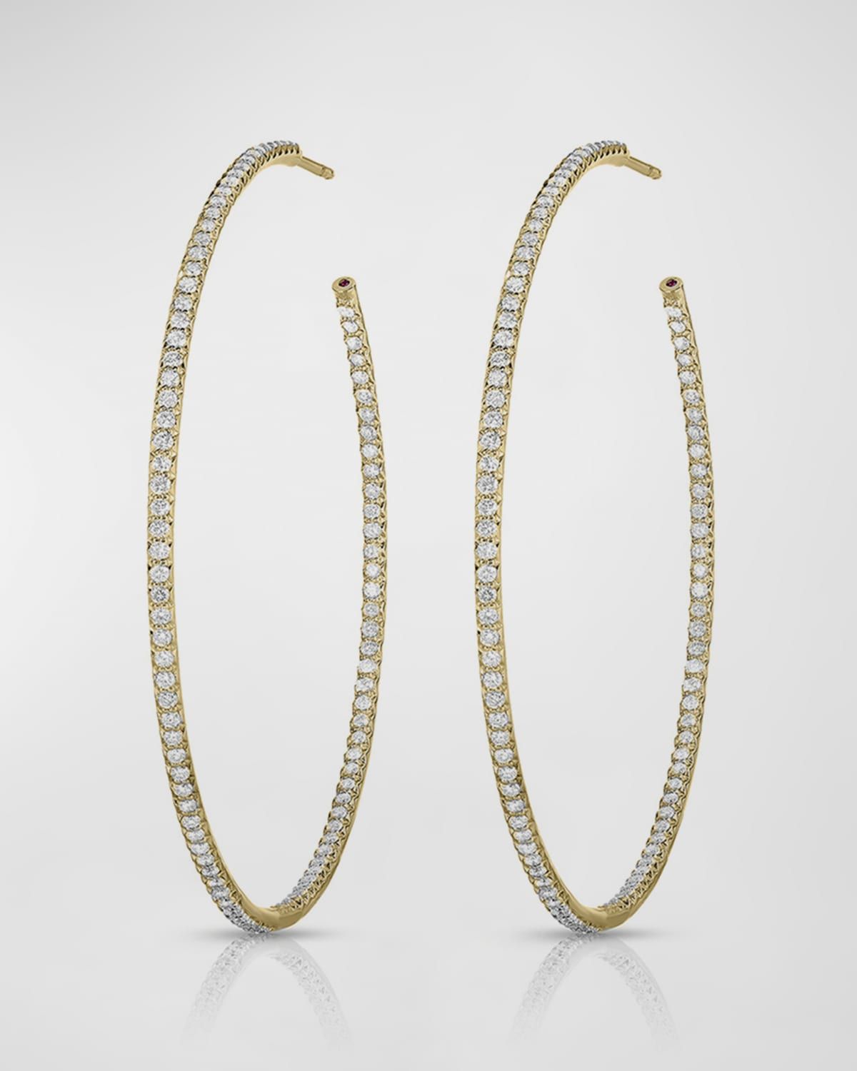 55mm Micro Diamond Hoop Earrings, 2ct