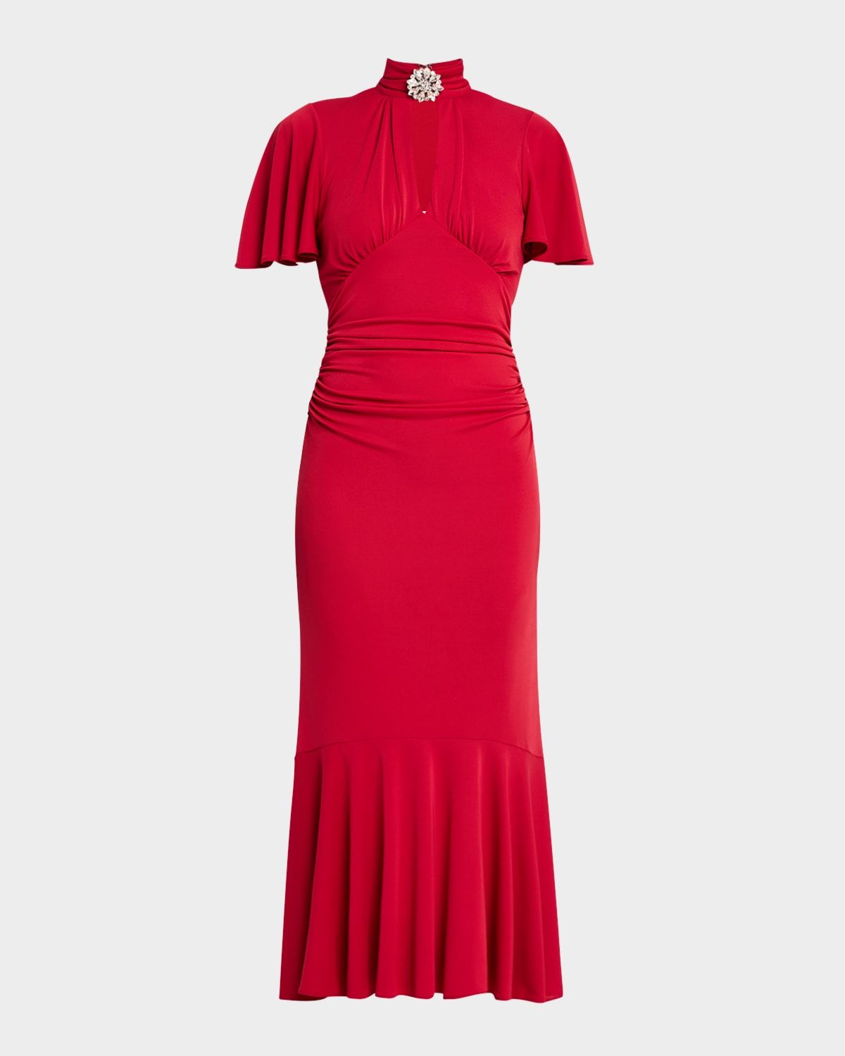 Rosita High-Neck Trumpet Midi Dress