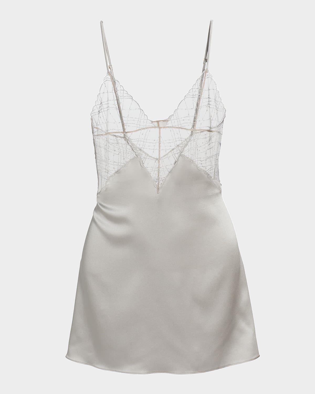 Embroidered Lace & Silk Charmeuse Nightie