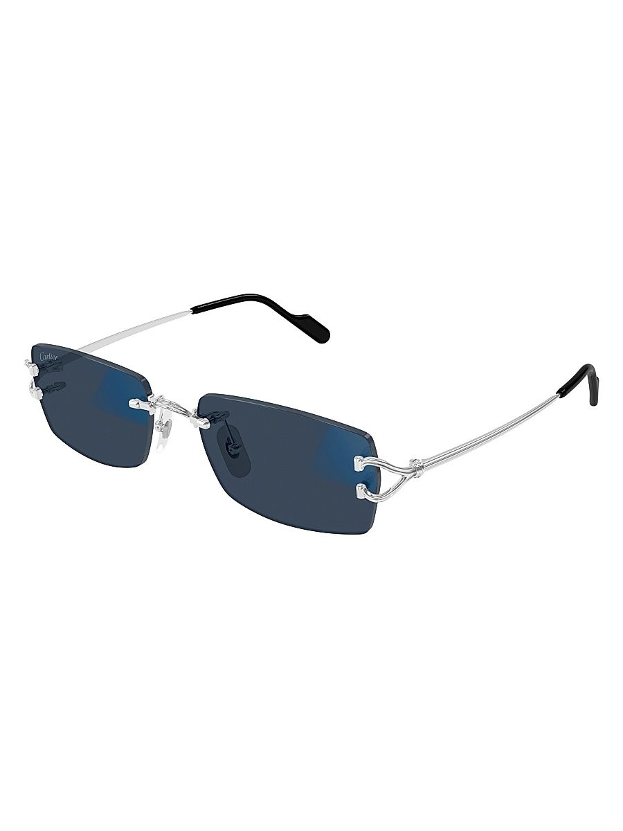 Men's C Decor 56MM Rectangular Sunglasses - Silver Blue