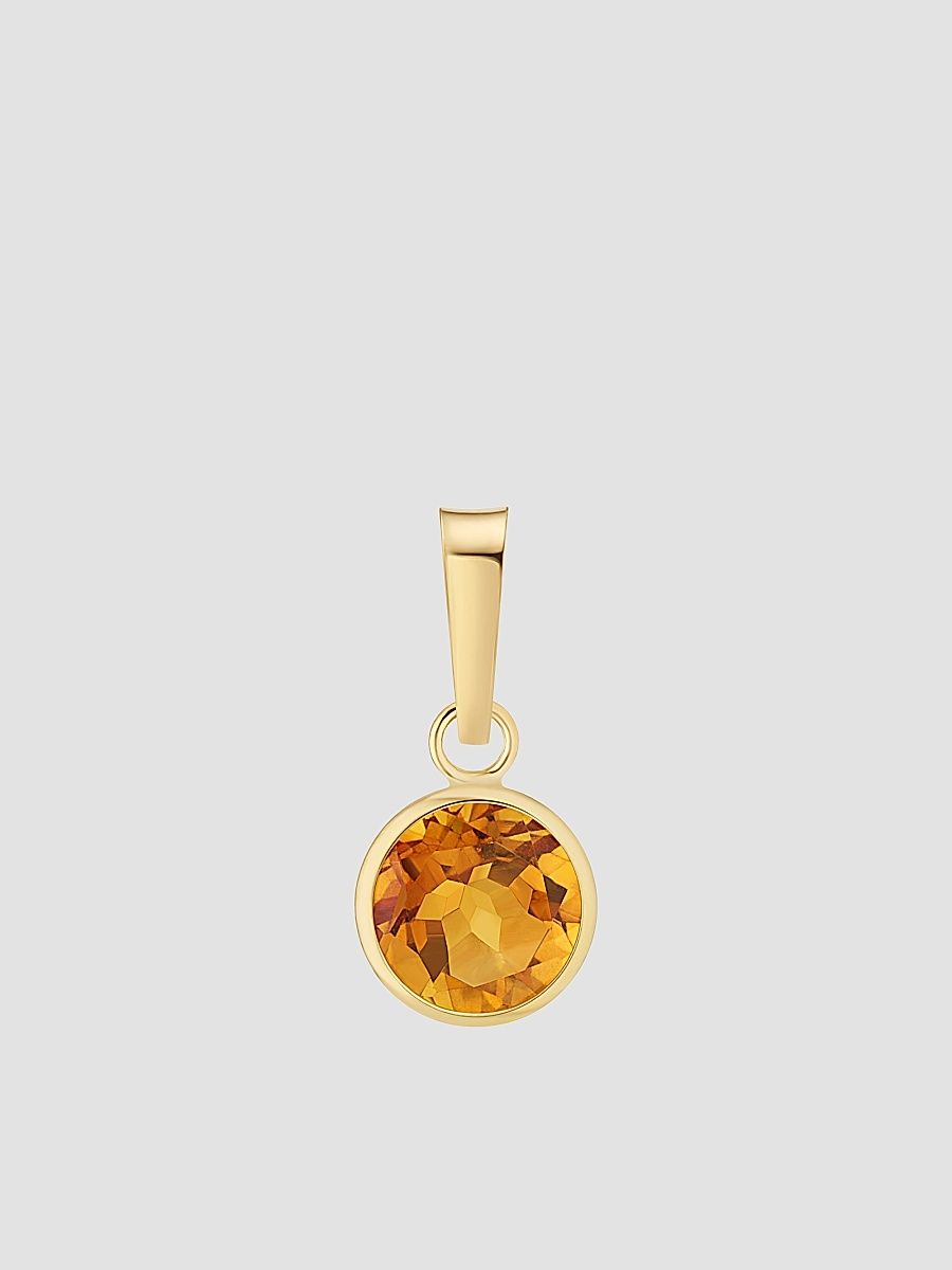 Women's 14K Yellow Gold Vivid Round Pendant Charm - Citrine Gold