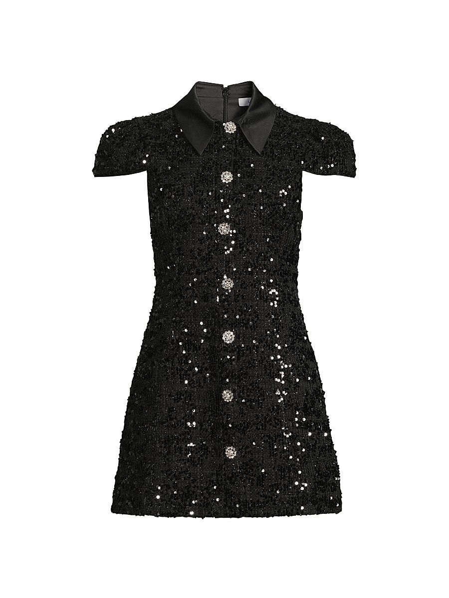 Women's Estella Sequined Minidress - Black - Size 14