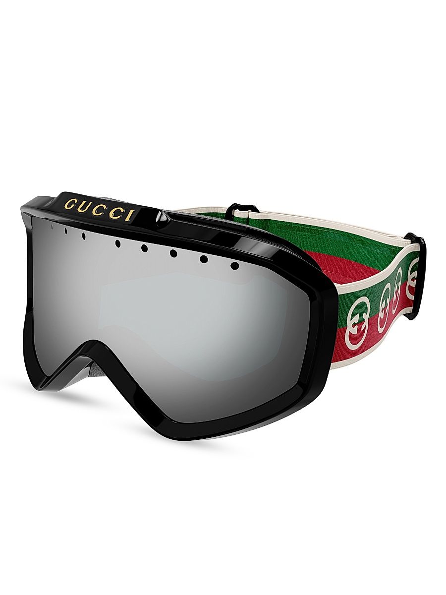 Men's Mirrored Mask Injection Ski Goggles - Black