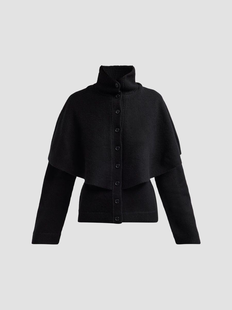 Vince Women's Turtleneck Wool-Blend Cape Cardigan - Black - Size XXS