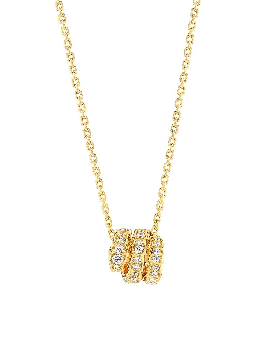 Women's Serpenti Viper 18K Yellow Gold & Pavé Diamond Pendant Necklace - Yellow Gold