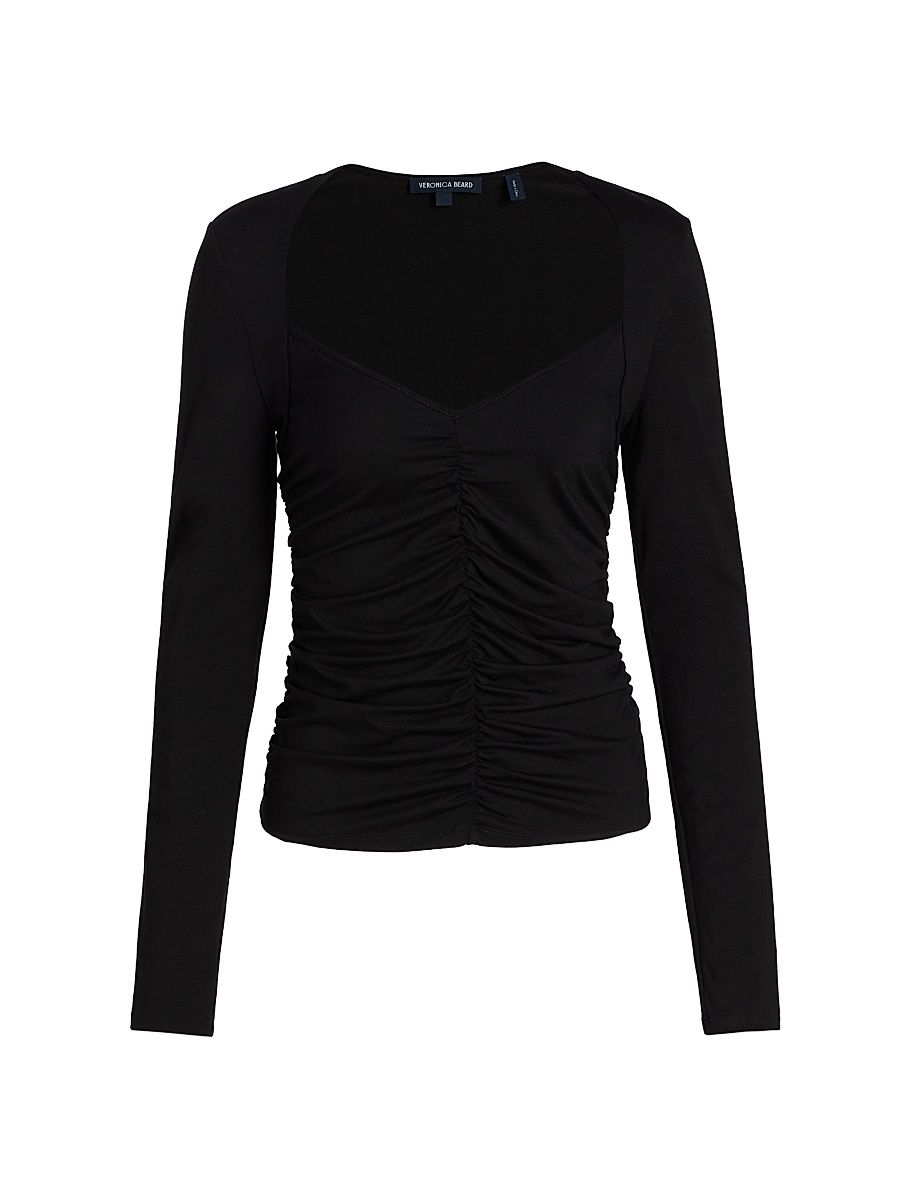 Women's Salem Stretch-Jersey Ruched Top - Black - Size Large