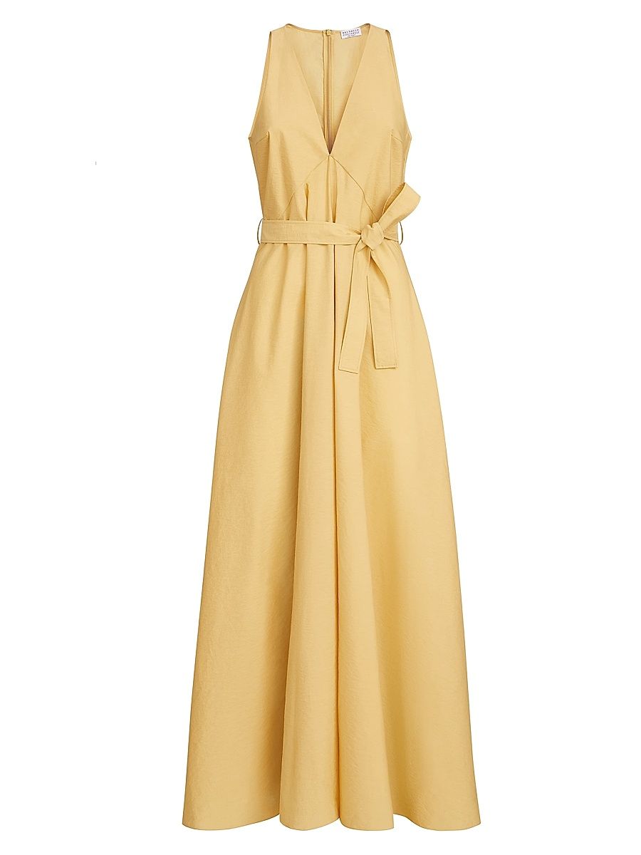 Women's Techno Cotton Poplin Belted Dress - Yellow - Size XXXXL