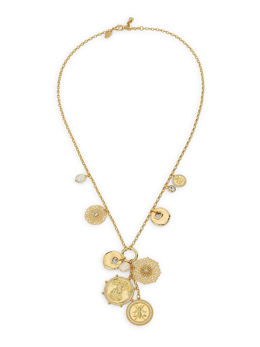 Women's Medallion Filagree Selena Goldtone Stainless Steel & Cubic Zirconia Charm Necklace - Gold