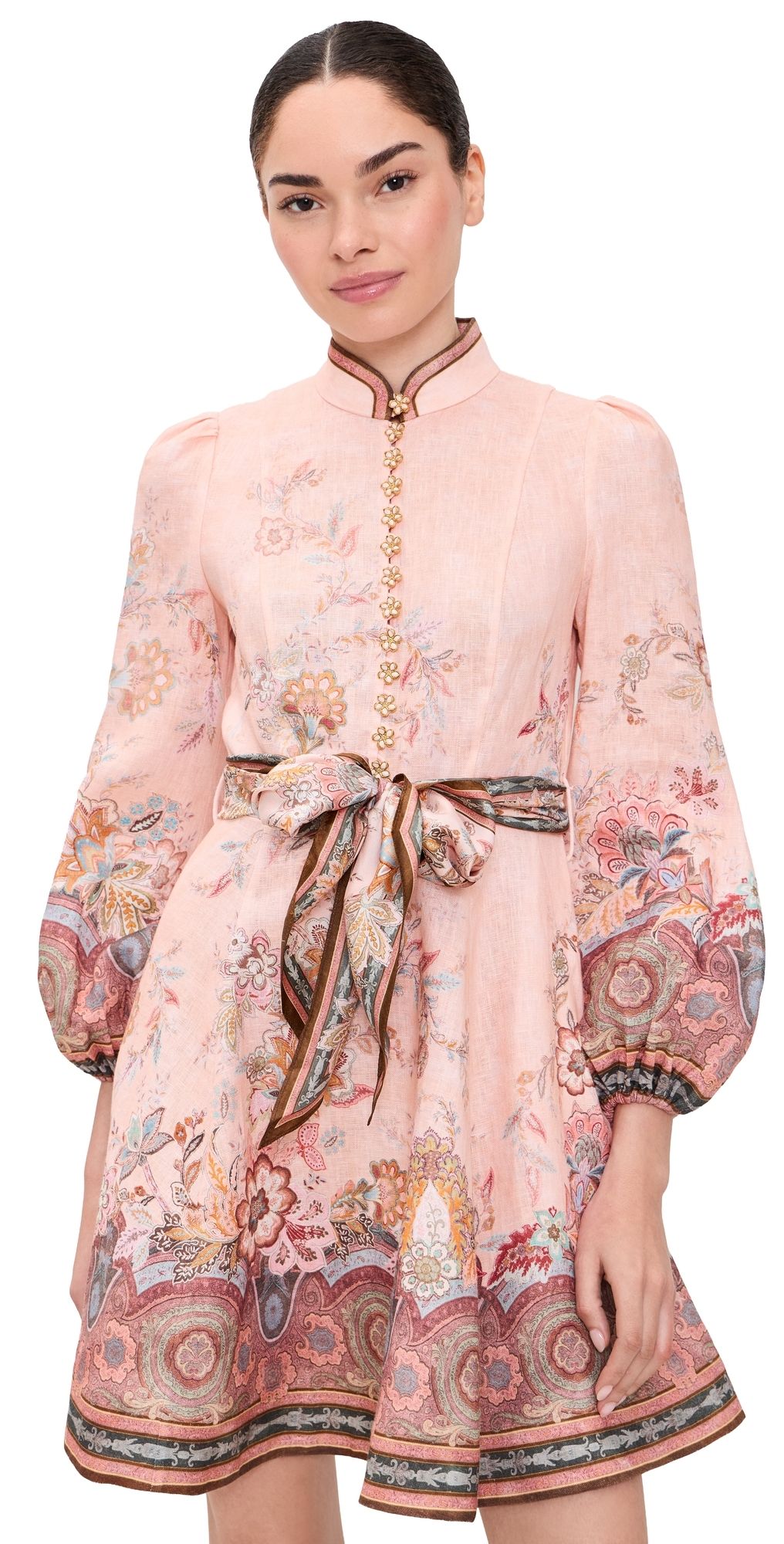 Zimmermann Alchemy Button Mini Dress Pink Paisley 2