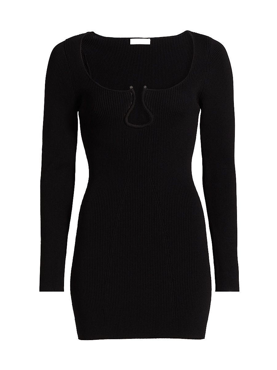 Women's Lyl U-Ring Long-Sleeve Minidress - Black - Size XL
