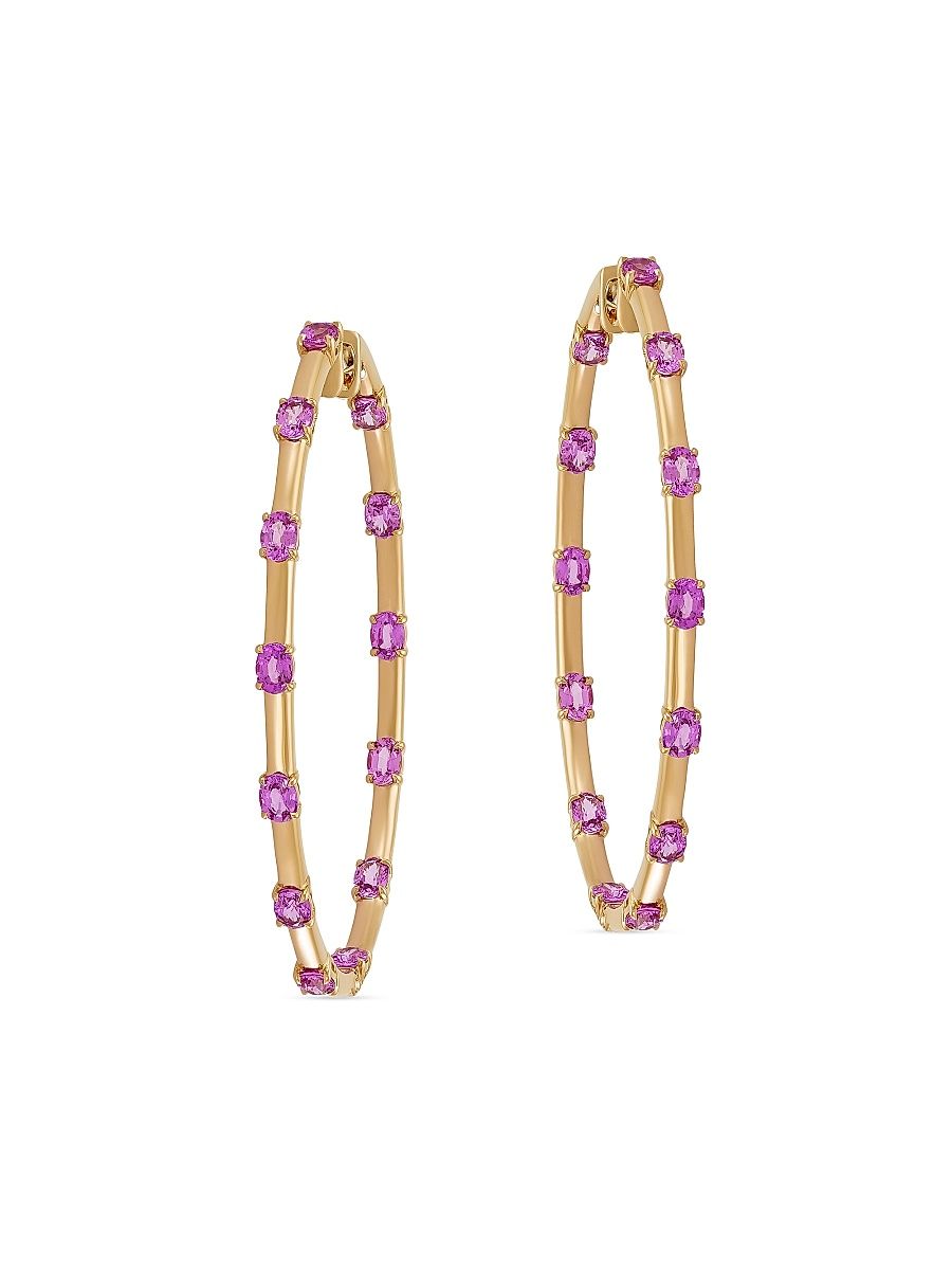 Women's Dolce 18K Rose Gold & Pink Sapphire Hoop Earrings - Rose Gold