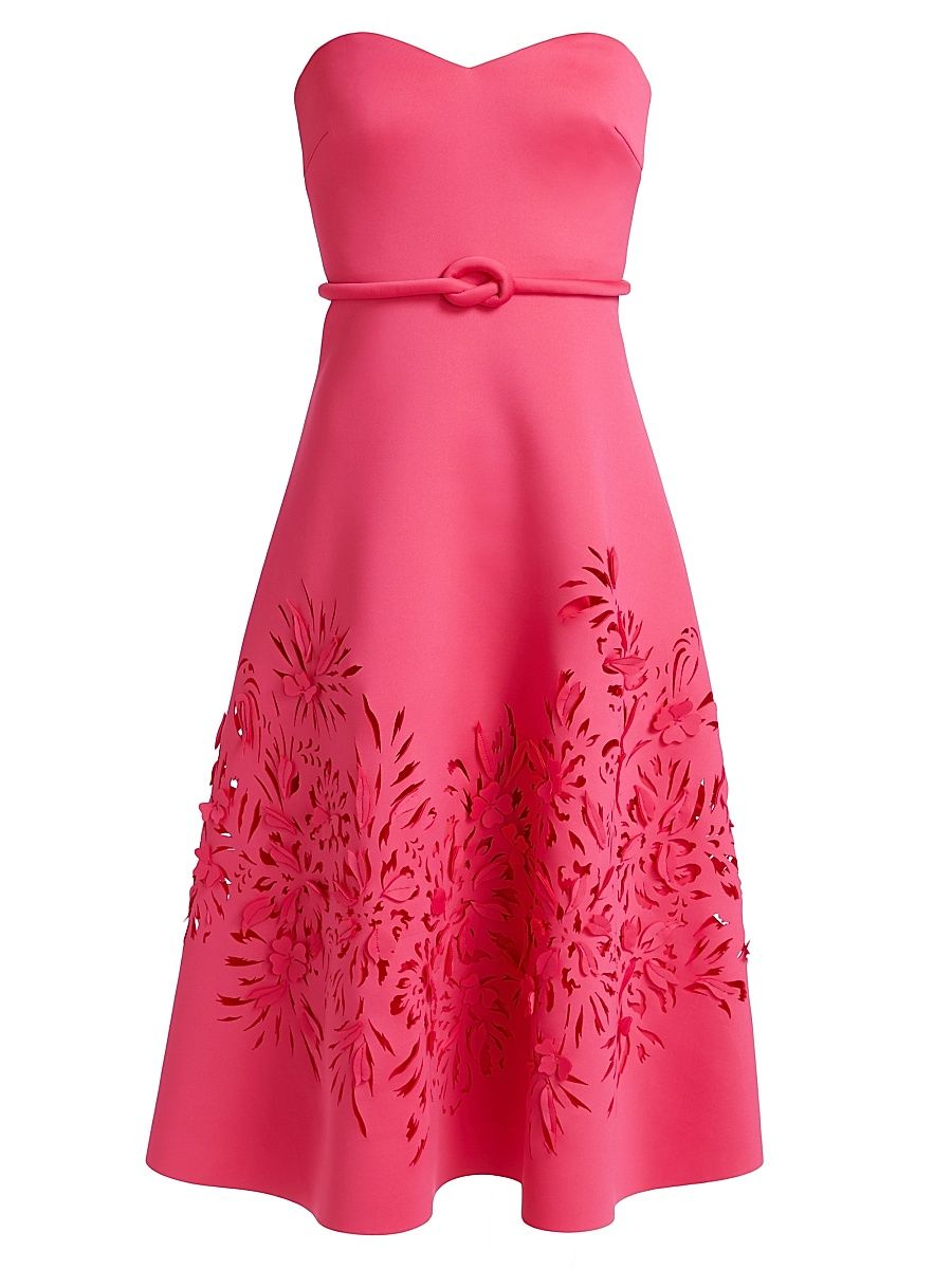 Women's Scuba Laser-Cut Strapless Dress - Rose - Size 12