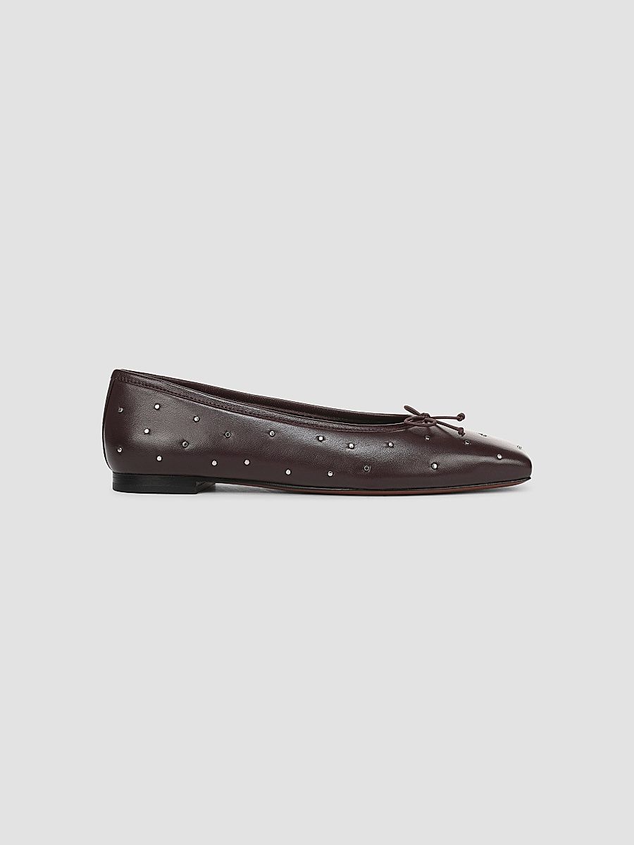 Women's Darla Studs Leather Ballet Flats - Dark Ganache - Size 11