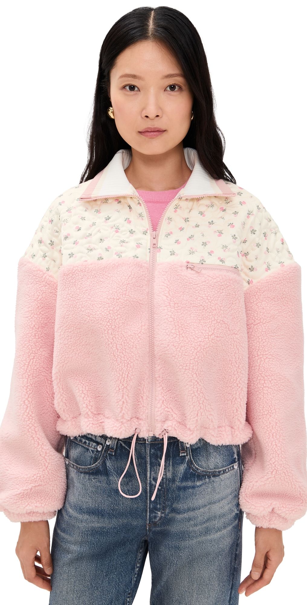 For Love & Lemons Saide Sherpa Jacket Pink S