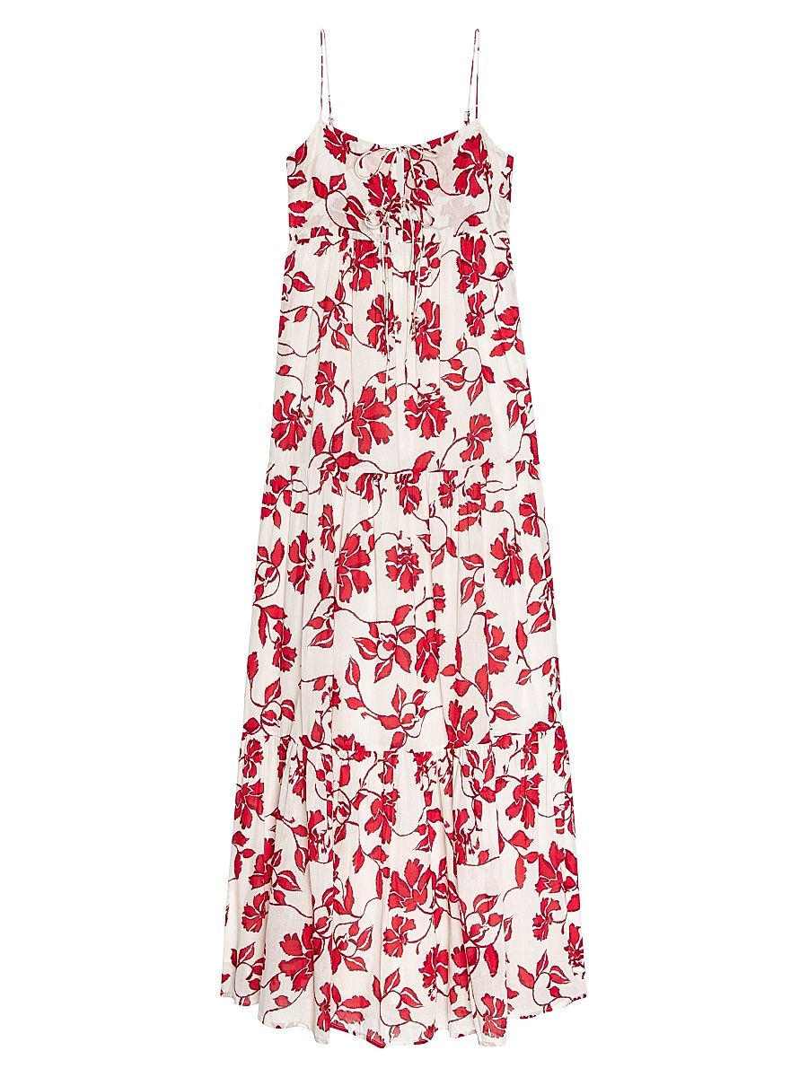 Women's Mica Jasmine Floral Cotton Maxi Dress - Red Jasmine - Size XL