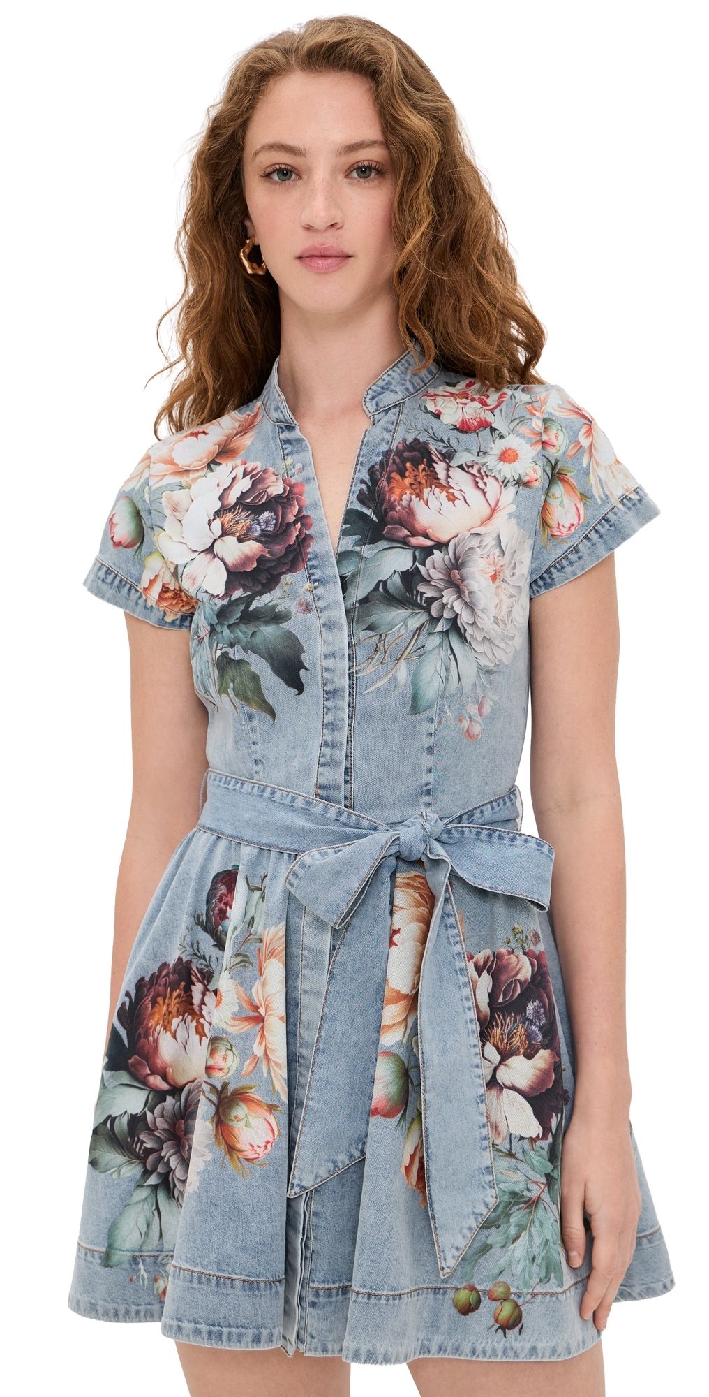 ALICE + OLIVIA Lucy Mini Denim Shirt Dress SIERRA VINTAGE/MULTI 8