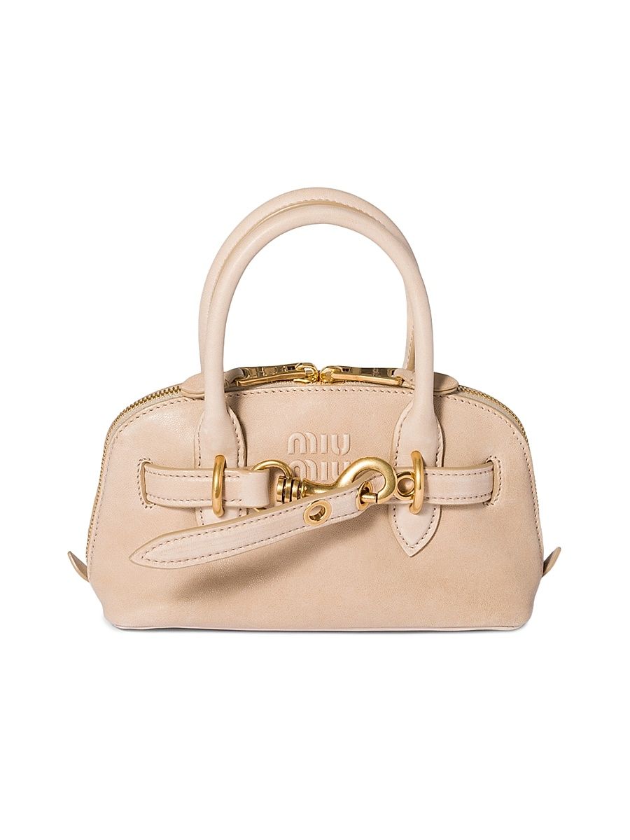 Women's Aventure Mini Nappa Leather Top Handle Bag - Beige Khaki