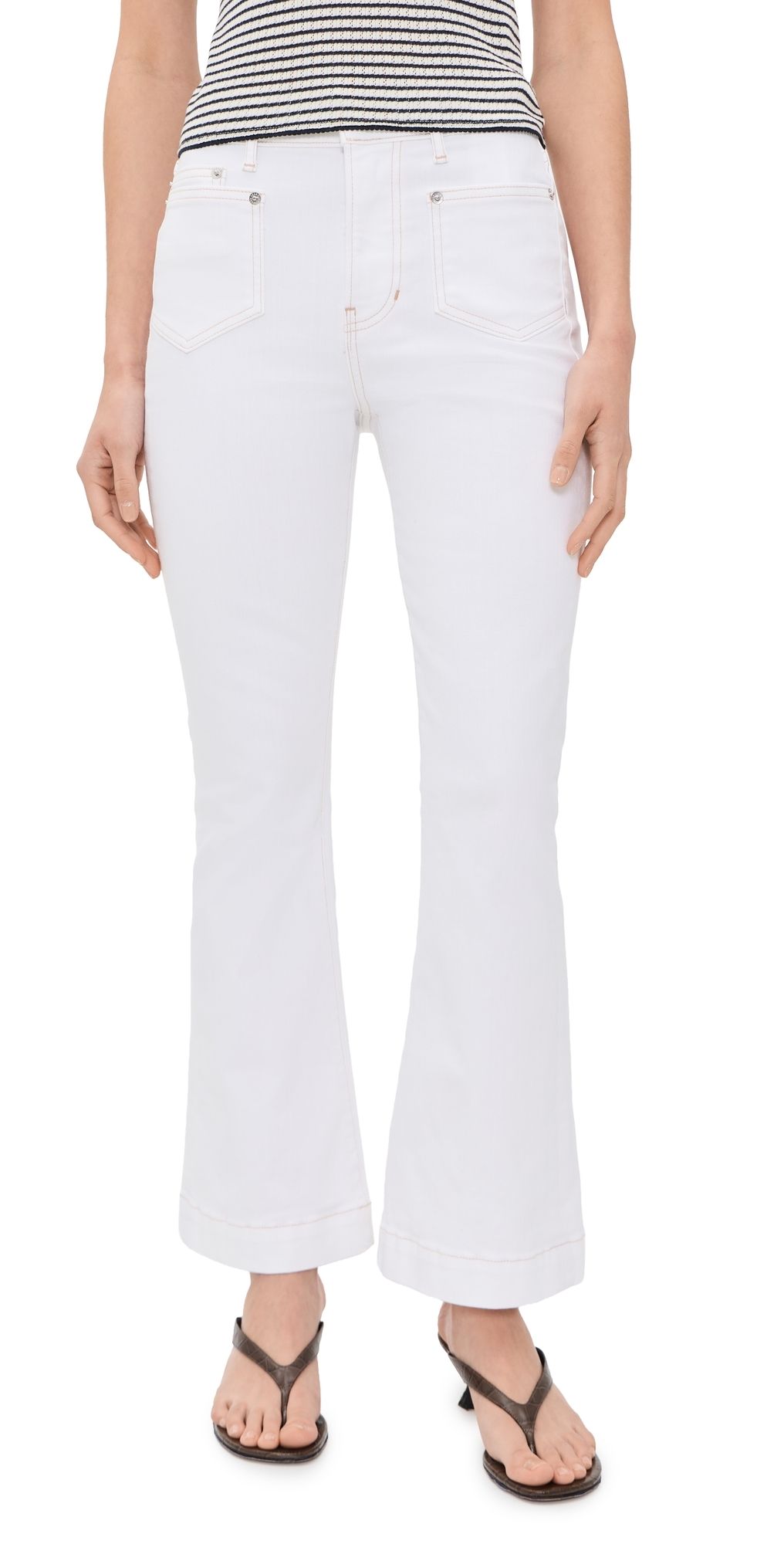 Veronica Beard Jean Carson Ankle Flare Jeans White 23