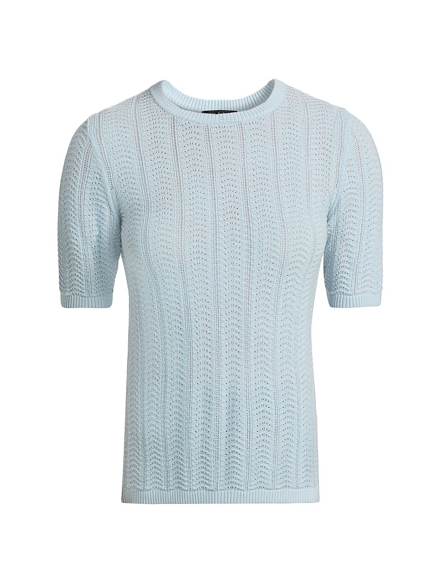 Women's Francesca Merino Wool Short-Sleeve Sweater - Sky Blue - Size Large