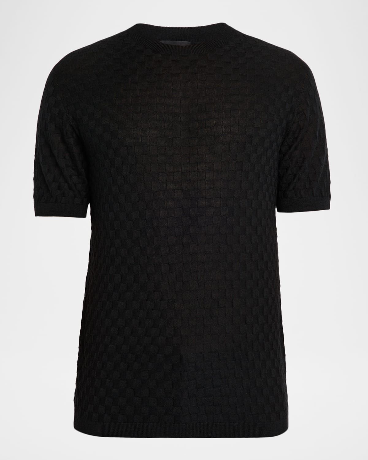 Men & apos;s Woven Quadrant Cashmere and Silk Crewneck Sweater