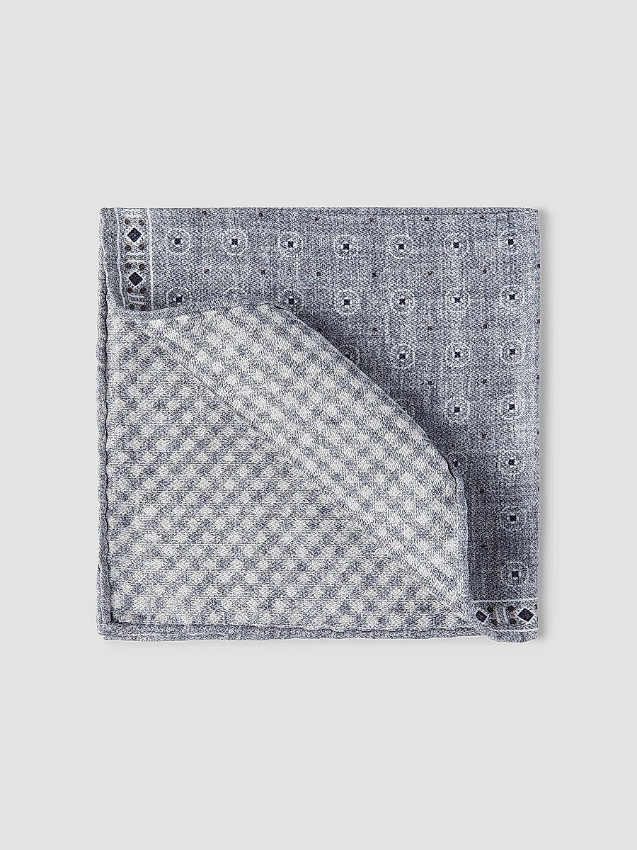 Brunello Cucinelli Men's Silk Ethnic Patterned Pocket Square - Grey