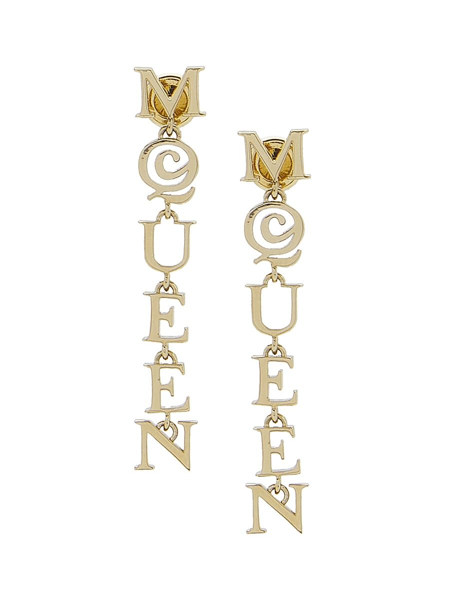 Women's Goldtone "McQueen" Logo Drop Earrings - Pale Gold
