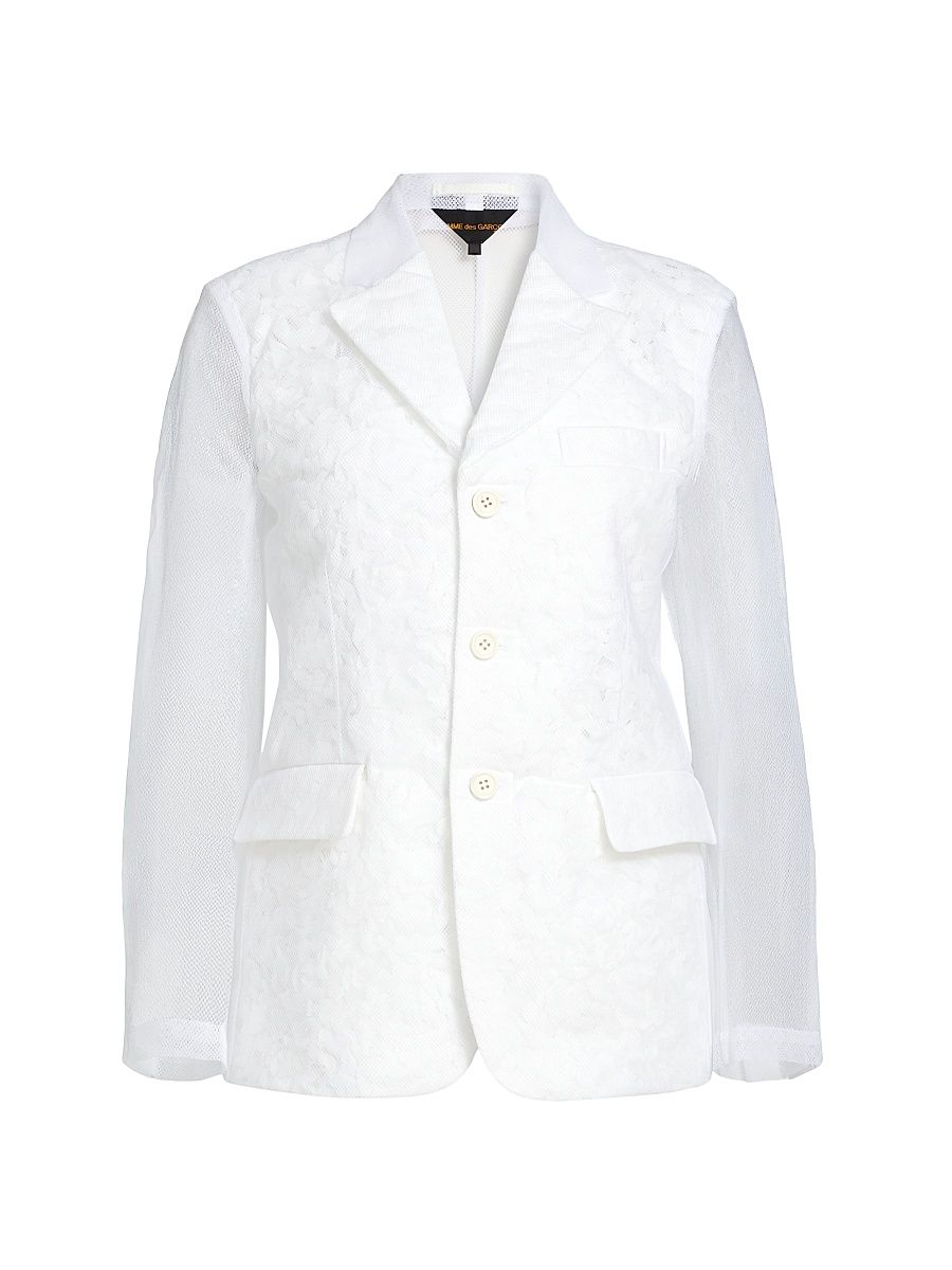 Women's Tulle Flower Jacket - White - Size Medium