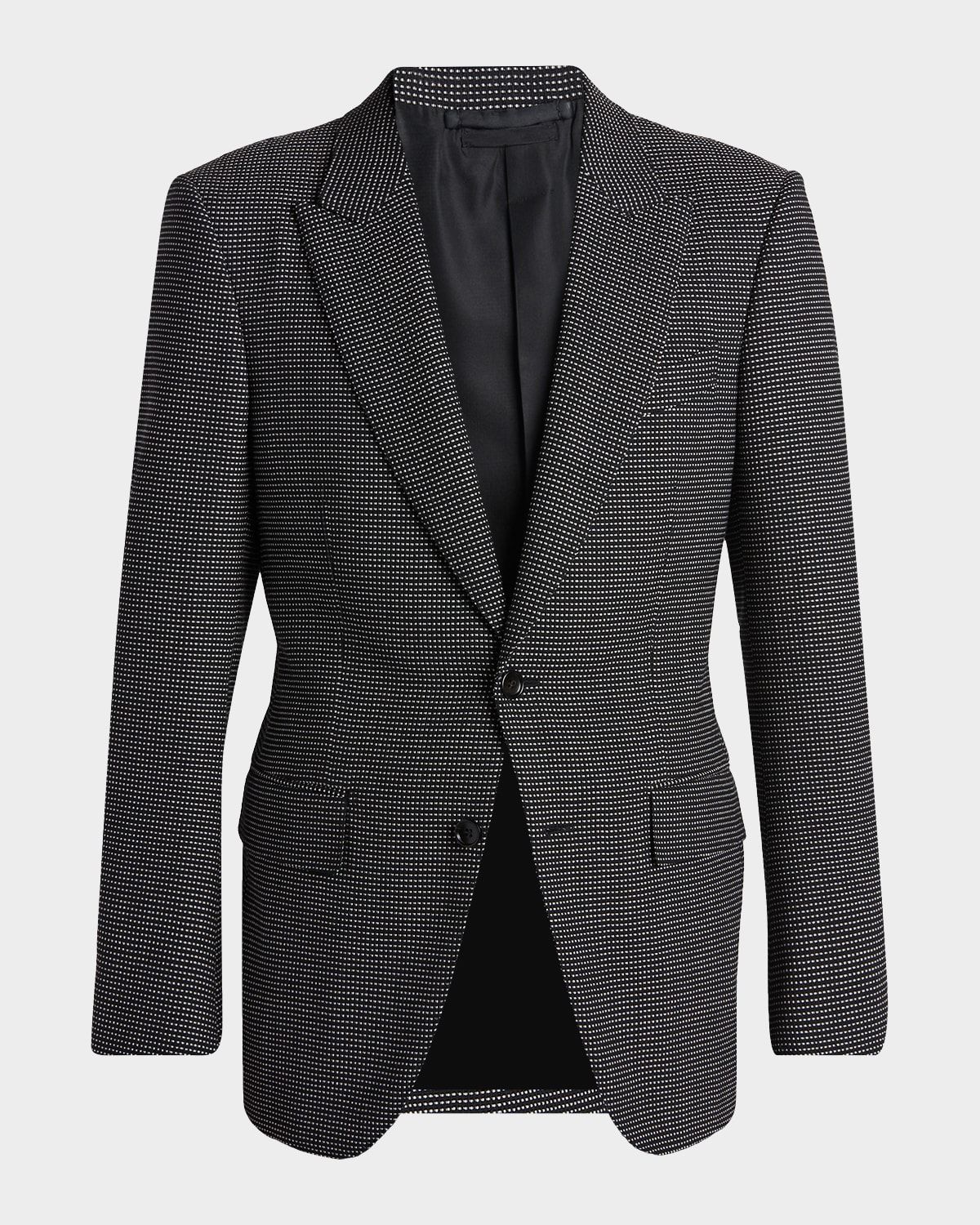 Men & apos;s Wool Jacquard Polka Dot Sport Coat